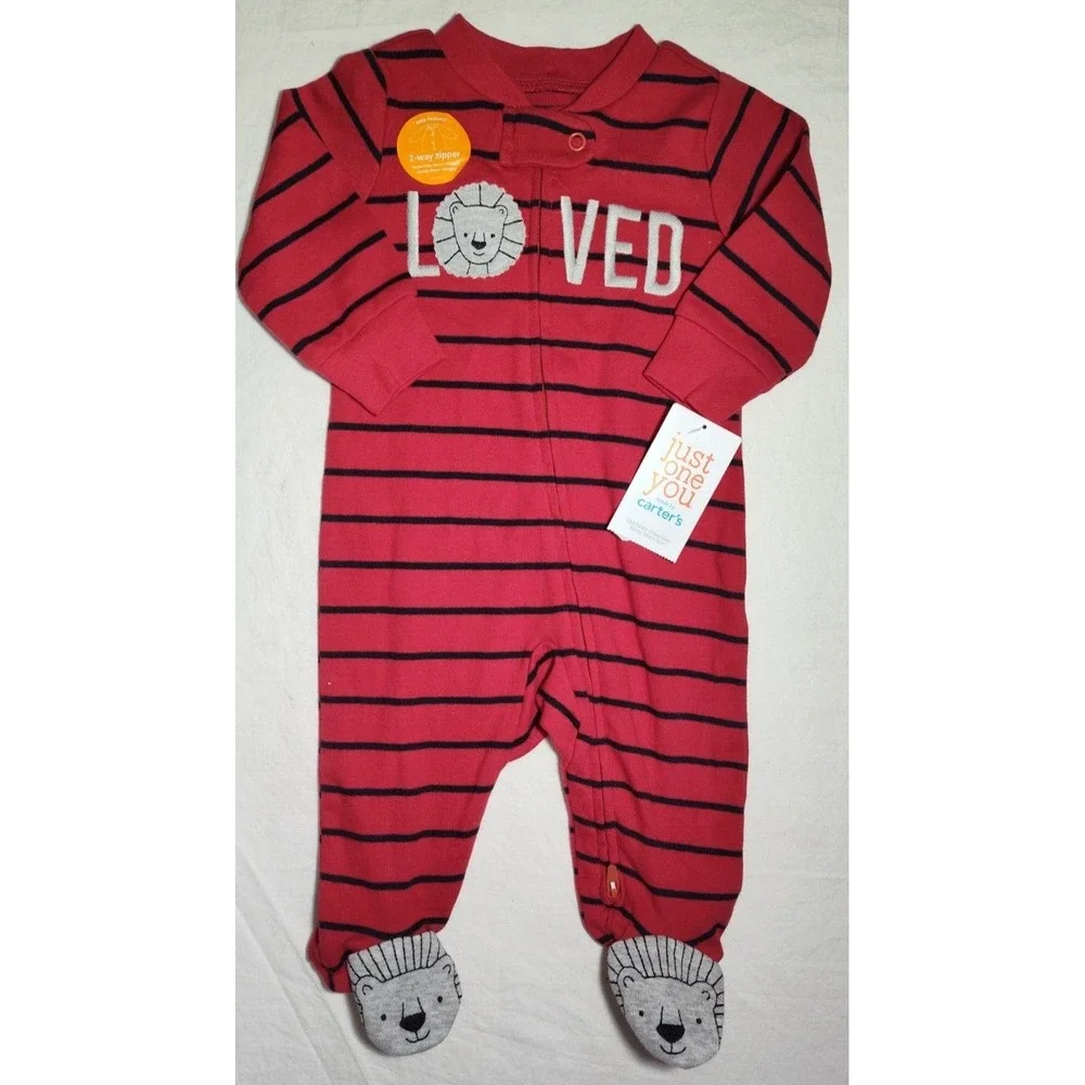 Just One You 3 Mos Loved Lion Mommy's Hero Firetruck 1pc Footed‎ Sleeper Lot NWT
